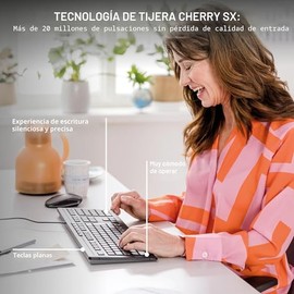 Cherry Teclado Stream, teclado con cable para PC/portátil, teclas silenciosas silenciosas, sensación de escritura única, diseño delgado, interruptores