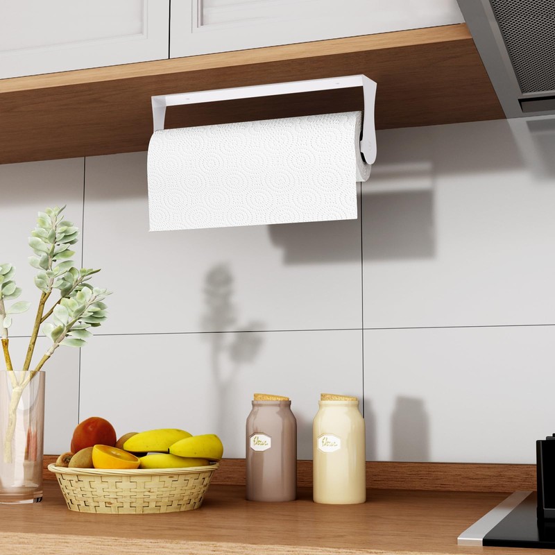 Paper Towel Holder Under Cabinet, White Kitchen Accessories Decor, Wall