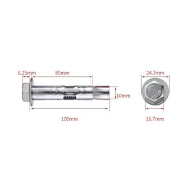 5Pcs Expansion Screw Bolts, Stainless Steel Expansion Sleeve, M10*100mm Anchor Bolts, For Wall