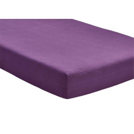 Hometex Premium Textiles Fitted Sheet, 90–100 x 200 cm, Jersey Bed Sheet Made from 100% Cotton, Mattresses up to 23–25 cm, Oeko-Tex Made in Green, Aubergine