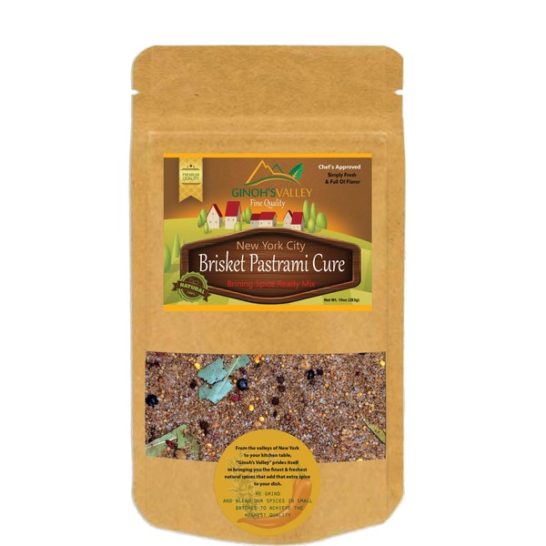 Ginoh's Valley Brisket Pastrami and Corn Beef Cure Brining Spice Ready Mix -Will cure 5lb of Brisket- New York City Style 10 oz. For Pastrami add our selection of Rubs
