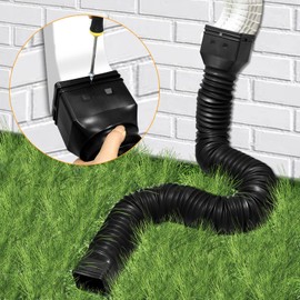 Rain Gutter Downpipe Extensions, Flexible Rain Gutter Downpipe Drain Rainwater Pipe Connector Gutter Connector Rainwater Drain 20-59 Inches (Black)
