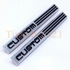 Ford 87-91 Ford CUSTOM 2pc Fender Emblem Nameplate Badge Side E7TB-16188-LA Logo Set