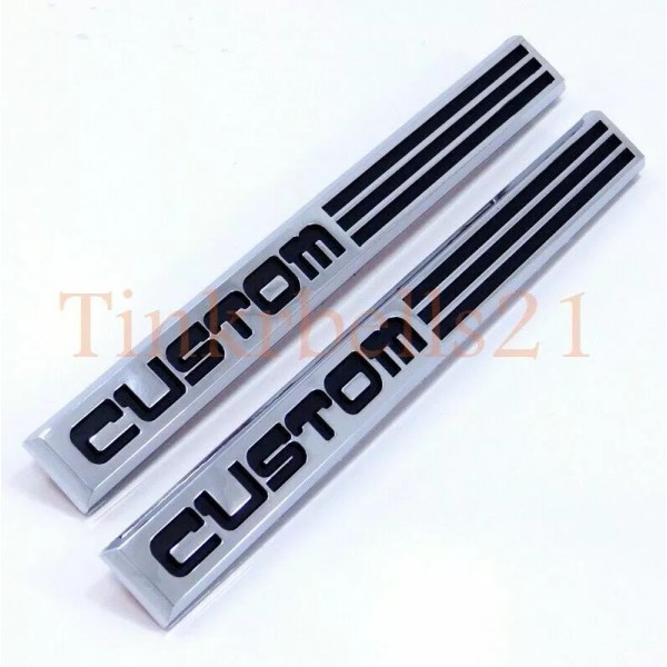 Ford 87-91 Ford CUSTOM 2pc Fender Emblem Nameplate Badge Side