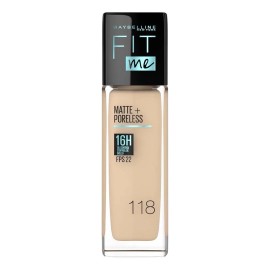  Base Maybelline Fit Me Matte 118 Light Beige - Control de Brillo - Cobertura Media - 30ml