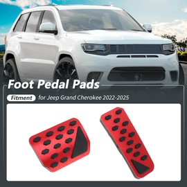 HOPESPANNER 2Pcs Auto Foot Pedals Pads Foot Accelerator Pedal Brake Pedal Covers for Jeep Grand Cherokee 2022-2025 Aluminum Alloy Red