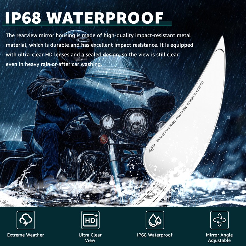 KEEPDSGN Chrome Rear View Mirrors For Harley Davidson Fatboy Dyna