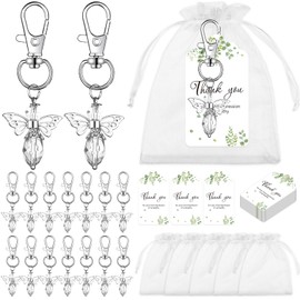 Aoesuny 30 Sets Funeral Favors Bulk Angel Memorial Keychains with Sympathy Thank You Tags Organza Bags for Celebration of Life Favors Memorial Party Supplies Guest Return Funeral Gifts