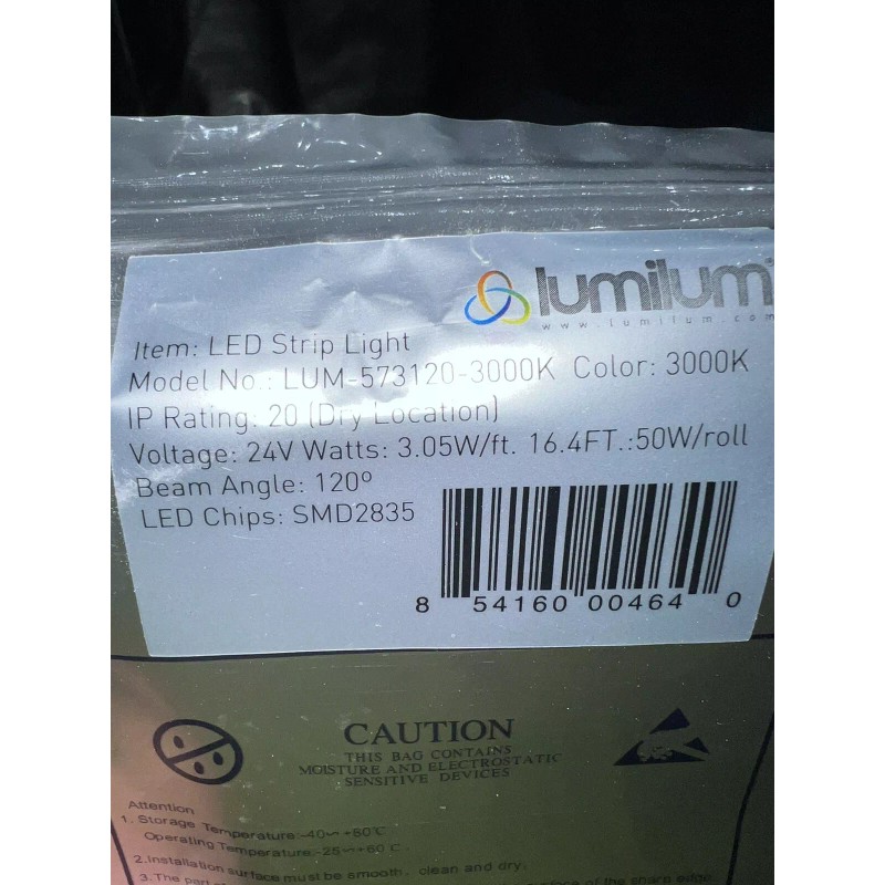 Lumilum PRO Lumilum Led Strip Light 24v 3000K 16.4ft Model: