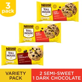 Nestlé Toll House Chocolate Chips, Pack of 3 – Includes Two, 12 oz. Bags of Semi-Sweet Chocolate Chips and One, 10 oz. Bag of Dark Chocolate Chips
