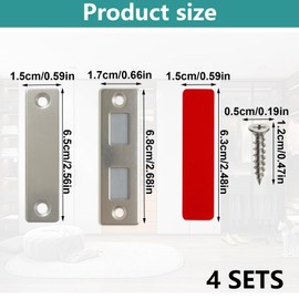 Girihe 4 Pairs Magnetic Catches for Cupboards, Magnetic Wardrobe Door Closers Door Magnets Stick on, Magnet Lock for Cabinet Magnet Furniture Closet Cupboard Dor Closing