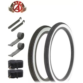 Alta VINTAGE SCHWINN STYLE WHITEWALL 16 X 1.75 S2 & 20 X 1.75 S2 SLICK TIRE 8PC SET.