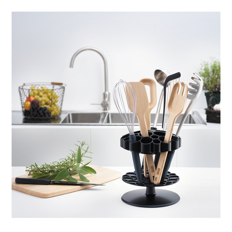 Kuhn Rikon 20048 Rotating Honeycomb Utensil Caddy, Black
