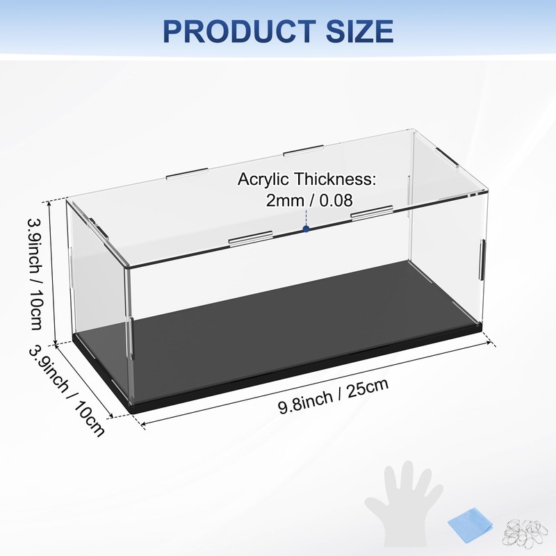 M METERXITY 1-Pack Acrylic Display Case, 9.8x3.9x3.9 Inch/25x10x10cm Acrylic Clear