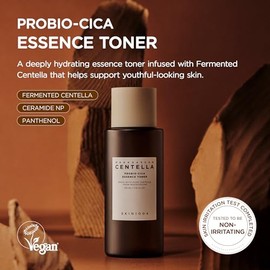 SKIN1004 Probio-CICA Essence Toner 7.10 fl.oz, 210ml, Tónico facial hidratante coreano con centella asiática fermentada y 5 tipos de ácido hialurónico
