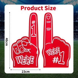 Giant Foam Hands Gladiators, 2Pcs Foam Fingers Pointer Gladiators for Sports Fans Inspiring Cheering, Red Giant Foam Hand for Sports Events Cheering
