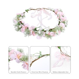 AWAYTR Leaf Flower Crown Garland Headpiece - Hair Floral Wreath Adjustable Flower Headbands for Bridal Wedding Festival Party Flower Leaves Crown