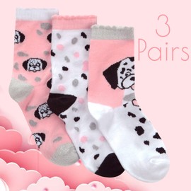 Metzuyan Kids Girls Cotton Rich Crew Funky Everyday Bright Colourful Rainbow Stars Socks Dog UK 12.5-3.5