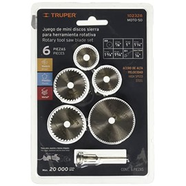 Truper MOTO-5D, Juego de 5 mini discos sierras para mototool