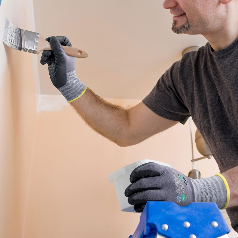 KAYGO MicroFoam Nitrile Coated Work Gloves, 12 Pairs KG19N Seamless