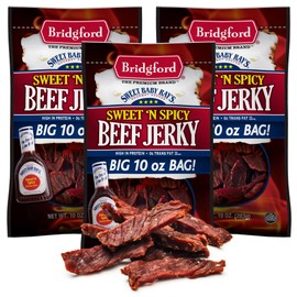 Bridgford Sweet Baby Ray’s Beef Jerky Sweet N Spicy 10 oz Pack of 3 - High Protein Sweetened Spicy Beef Jerky for Your Dietary Preference - Ready-to-Eat Snacks for On-the-Go Snacking