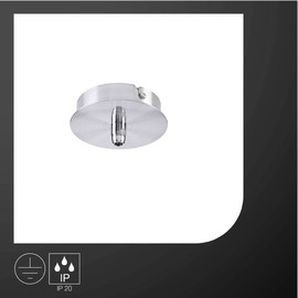 SLV Ceiling Rose Rosette Fitu Pack of 1, Round, with strain relief, Chrome 132605