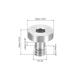 PATIKIL 1/4"-20 Thread 13mm Length Camera Quick Release Screw Tripod Screw, 5 Pack Stainless Steel Hex Slot Screws for DSLR Camera Rig Accessories, Silver