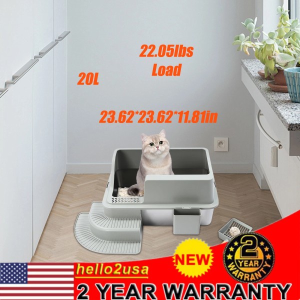 Xl Stainless Steel Cat Litter Box With Lid Extra Large