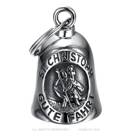 BOBIJOO JEWELRY - Clochette Moto Porte-bonheurSt. Christoph Gute Fahrt Acier Stainless Steel Argent