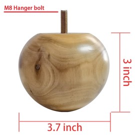 Btibpse 3 Inch Wooden Sofa Legs - Solid Wood Sofa Furniture Replacement, Cabinet/Desk/Bookcase Legs DIY, with Mounting Plate & Screws Set of 4