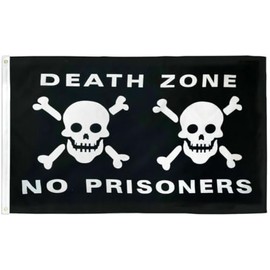 Death Zone No Prisoners Pirate Flag 3x5 Skull & Crossbones Jolly Roger Flag 100D