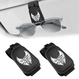 Teraves 2 Pack Sunglass Holder Clip for Car Visor, Upgrade Magnetic Leather Sunglasses Glasses Eyeglasses Visor Clip, Guardian Angel Gift for New Driver