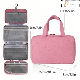 Stylezen Toiletry Bag for Women – Travel Makeup & Cosmetic Organizer with Compartments, Waterproof Polyester, Lightweight & Compact,Pink – Ideal for Travel & Daily Use