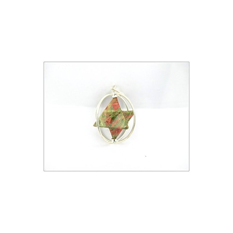 Jet International Energized Unakite Spinning Star Merkaba Pendant 1 Inch