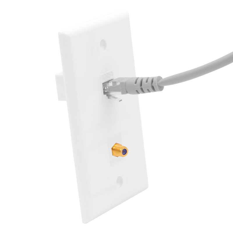VCE 2-Port Ethernet Coax Wall Plate (UL Listed), Coax and
