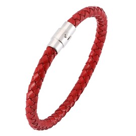 ZENSE - Braided Leather Bracelet for Men in red Color ZB0258