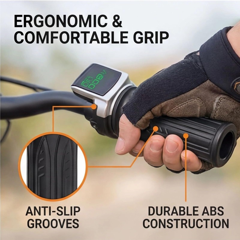Lausixy 48V Electric Bike Half Twist Throttle, LED Display Throttle