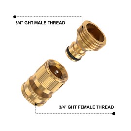 Kesfitt Garden Hose Quick Connect 3/4 Inch GHT Solid Brass Hose Connector Adapter Kit Fitting No-Leak Water Hose Female and Male Adapter (6 Sets)
