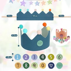 Roczential Baby Birthday Crown with Numbers, Reusable Kids Birthday Hat, Birthday Party Decorations, Baby Shower Costume Crown Replaceable, 0 to 9 Years Old (pink)