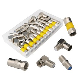 CESFONJER 26 Pcs Coaxial Cable Adapter, 90° Angle Adapter Screwable F Plug, Female Coupling F-Adapter Coax Systems F-Connector F Socket F-Coupling (5 Different Connectors)