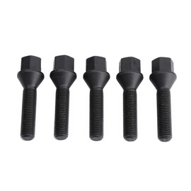 12x1.5mm Tuner Lug Bolts, KSP Conical Seat Extended 45mm Shank 17mm Hex for Aftermarket Wheels, 5PCS Black