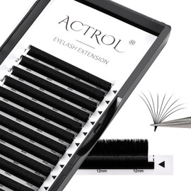 ACTROL Easy Fan Lashes Eyelash Extensions, 0.07 D, 70° Curl, 10 mm Tray, Mink Volume, Prefabricated Russian Eyelashes, 3D-20D, Resistant to 100°C