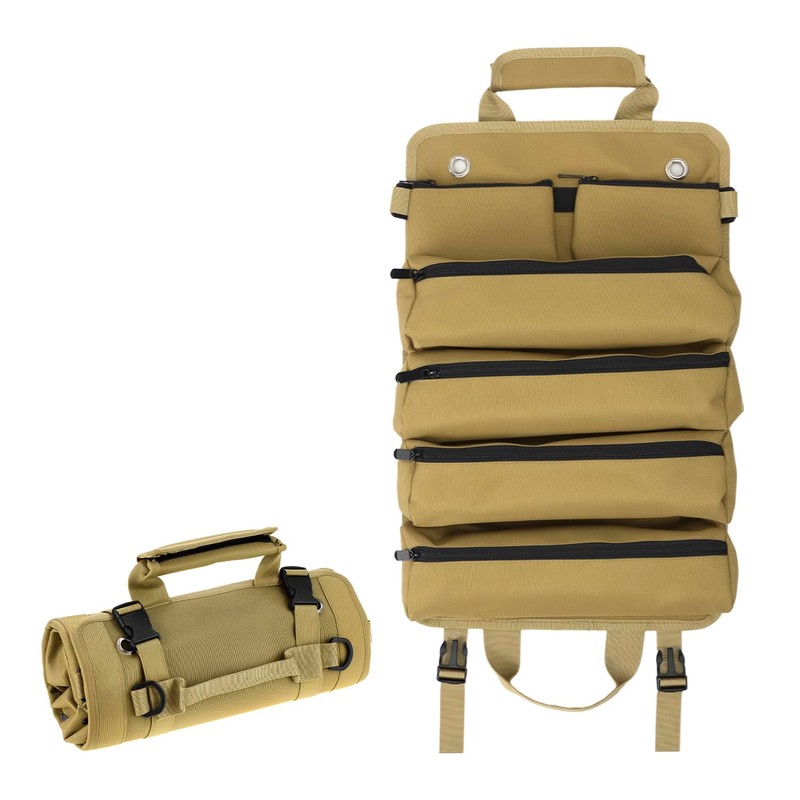 QWORK Roll-up tool bag with removable pockets, wear-resistant and waterproof
