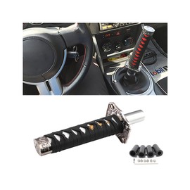 zipelo Samurai Sword Shift Knob, 6 Inch (15cm) Short Gear Shift Knob with 4 Adapters, Samurai Shift Gear Lever for Manual Transmission Cars Most Automatic Transmission Cars(Black/White)