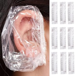 Disposable Ear Covers for Shower, 100 Pack Waterproof Ear Covers Plastic Ear Shower Caps Clear Ear Protectors for Shower Bathing Hair Dye Hair Salon Treatment