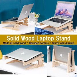 NOELAMOUR Laptop Stand, Vertical Stand, Wood, Easy Assembly, Storage, Improves Posture, Heat Dissipation (Fits 15-17.3 inches)