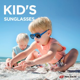 RIVBOS RBK067 Children's Polarised Sunglasses with Strap Glasses Shades for Boys Girls and Children, 067 blue