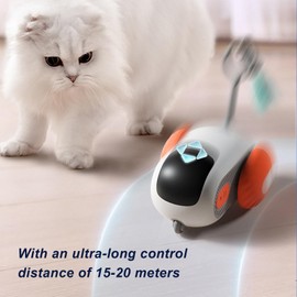 Milgeol Turbo Tail 3.0, Teazys Cat Toy Turbo Tail, Smart Remote Control Electric Interactive Cats Toy, USB Rechargeable Turbo Tail Mouse Cat Toy with Feathers (1pc blue)