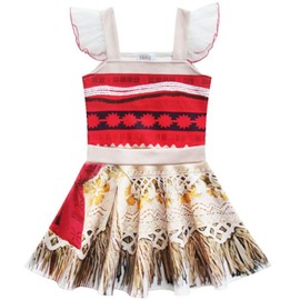 Rogkidha Girls Ocean Princess Dress Summer Casual Dress Ocean Princess Costume Flutter Sleeve Cartoon Dresses 3D Printed Cute Playwear Fancy Party Dress Outfits Red, Small