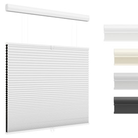 UNISHADES Top Down Bottom Up Cellular Shades Cordless Honeycomb Blinds for Indoor Windows, for Windows Size (26" W × 48" H) Colour (White - Blackout)